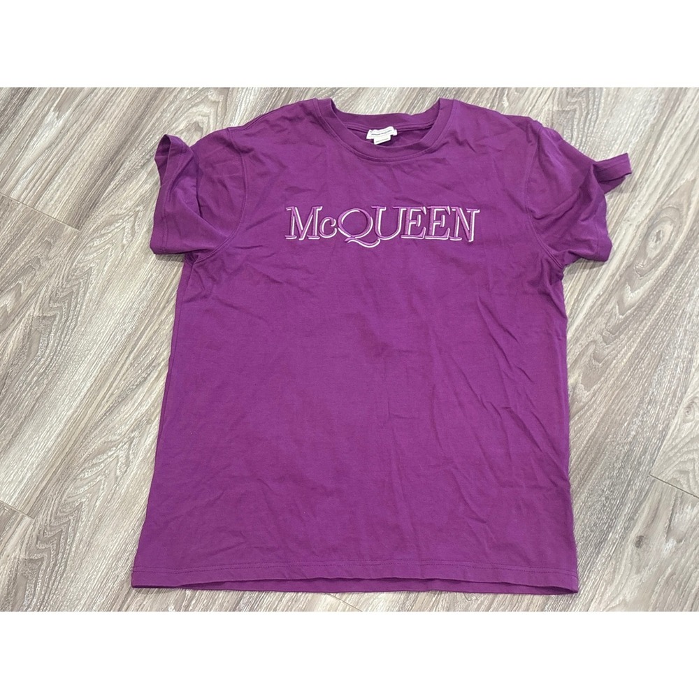 Alexander McQueen Purple Embroidered Logo T-Shirt XXL Portugal Luxury Tee